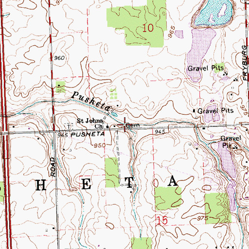 Topographic Map of Old Saint Johns Cemetery, OH