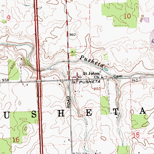 Topographic Map of Saint Johns Cemetery, OH