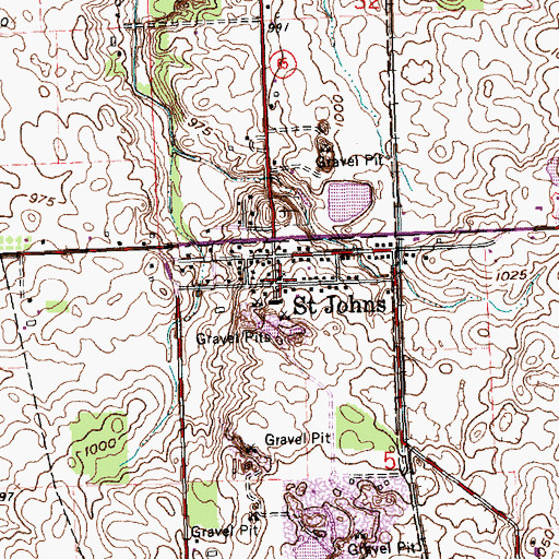 Topographic Map of Saint Johns United Methodist Church, OH