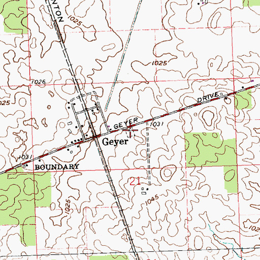 Topographic Map of Geyer Cemetery, OH
