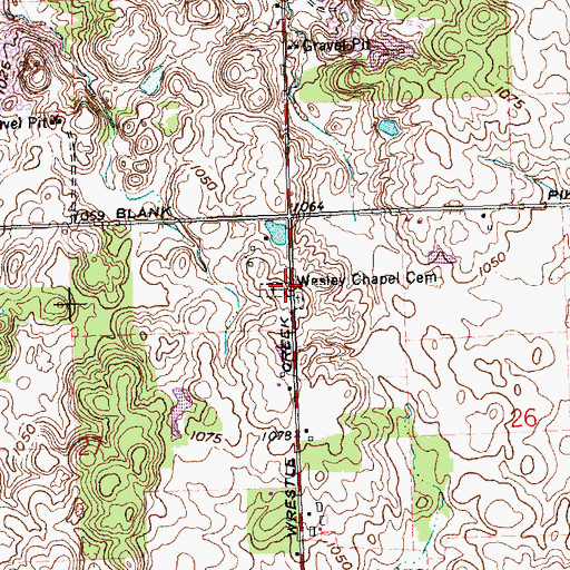 Topographic Map of Wesley Chapel Methodist Episcopal Church (historical), OH