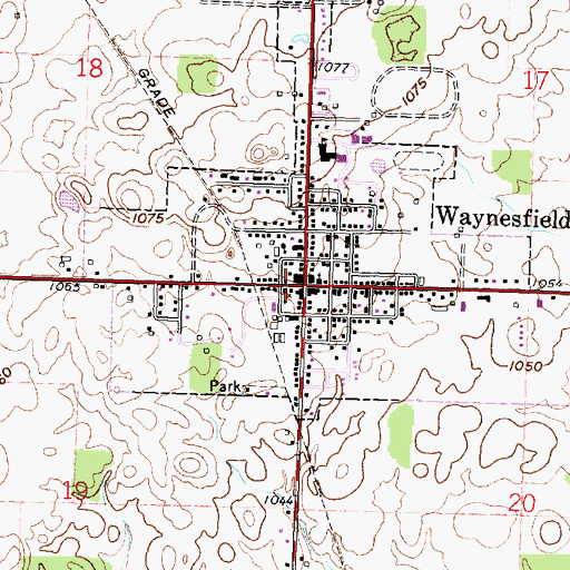 Topographic Map of Waynesfield United Methodist Church, OH