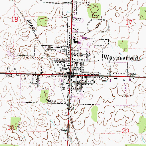 Topographic Map of Waynesfield Baptist Church, OH