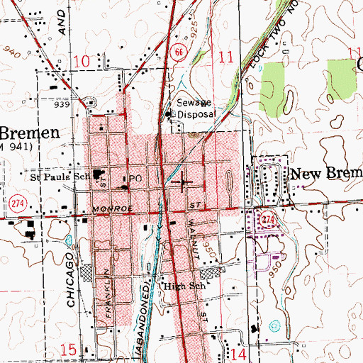 Topographic Map of Auglaize School, OH