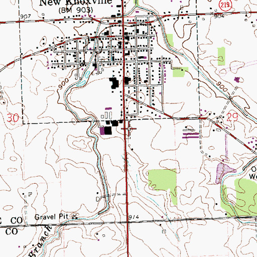 Topographic Map of Protestant Evangelical Cemetery, OH