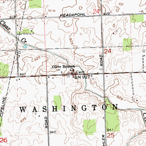 Topographic Map of Olive Branch Cemetery, OH
