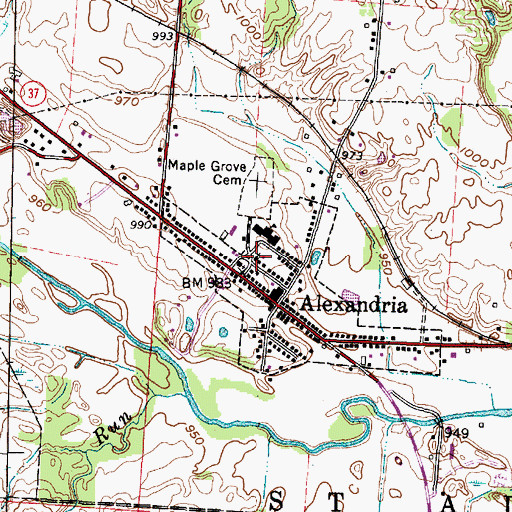Topographic Map of Alexandria Baptist Church, OH