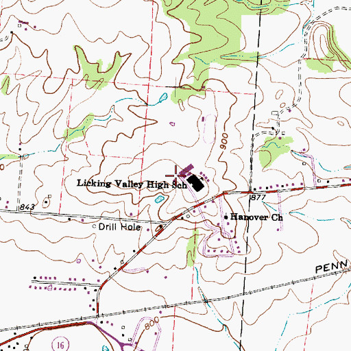 Topographic Map of Coshocton Hill, OH