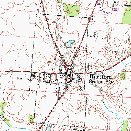Topographic Map of Croton United Methodist Church, OH