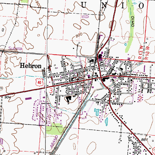 Topographic Map of Hebron Christian Church, OH