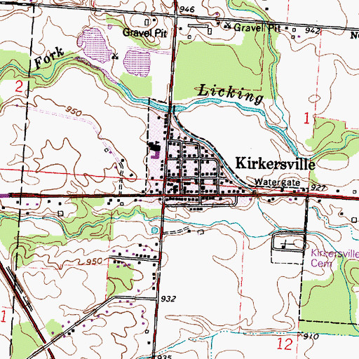 Topographic Map of Kirkersville United Methodist Church, OH