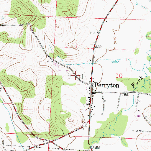 Topographic Map of Perryton Cemetery, OH