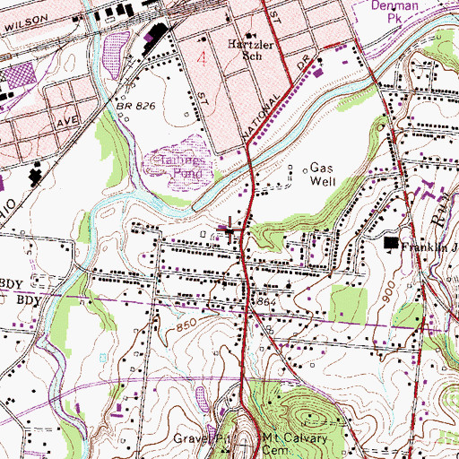 Topographic Map of Saint Johns United Church of Christ, OH