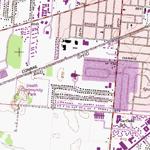 Topographic Map of Stevenson Elementary School, OH