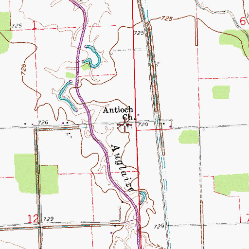 Topographic Map of Antioch Cemetery, OH