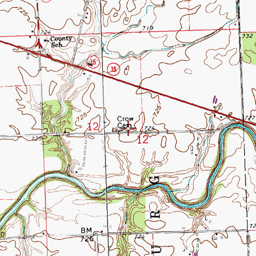 Topographic Map of Crow Church (historical), OH