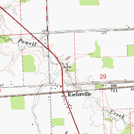 Topographic Map of Kieferville Cemetery, OH