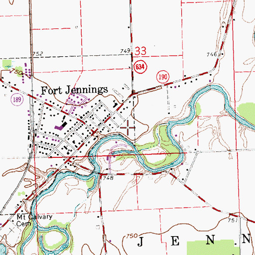 Topographic Map of Saint Josephs Cemetery, OH