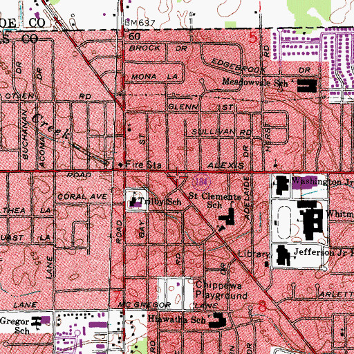 Topographic Map of Alexis-Tremainsville Shopping Center, OH