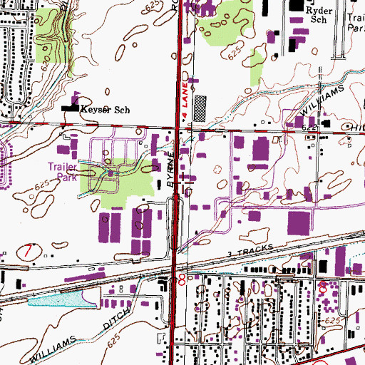 Topographic Map of Byrnegate Plaza Shopping Center, OH