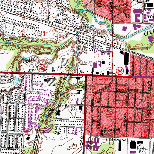 Topographic Map of Byrne-Glanzman Shopping Center, OH