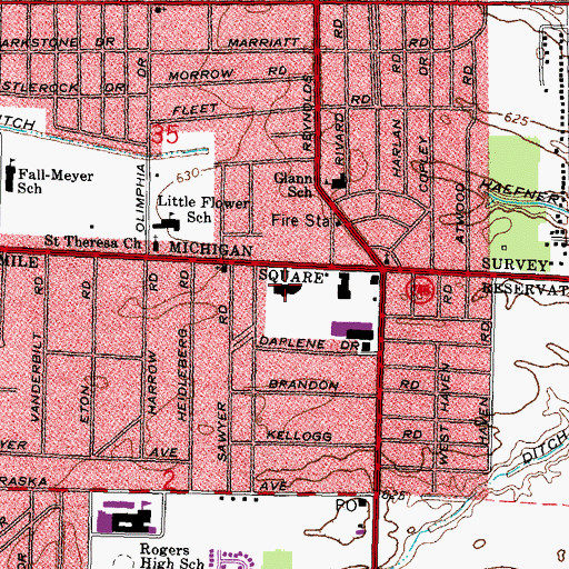 Topographic Map of Dorr-Suburban Plaza Shopping Center, OH