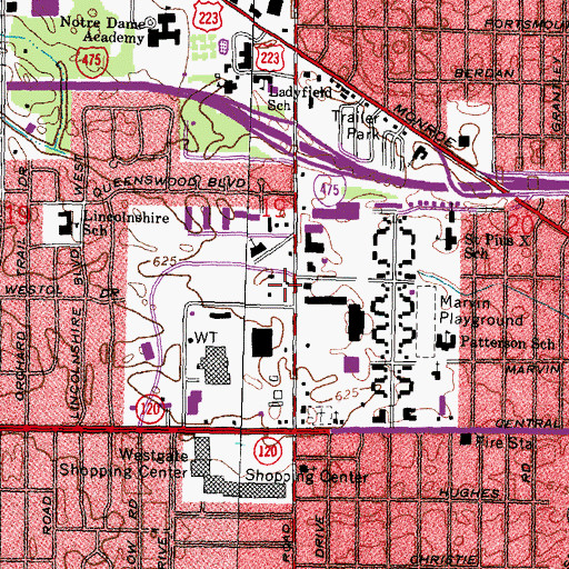 Topographic Map of Executive Marketplace Shopping Center, OH