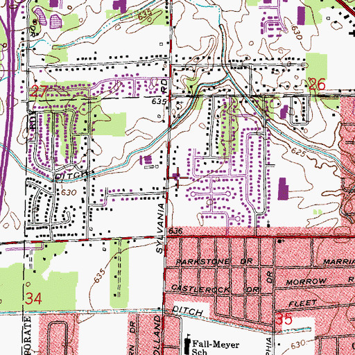 Topographic Map of Garden Park Church of Christ, OH
