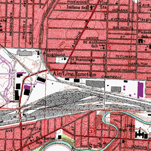Topographic Map of Power House Tabernacle Church of God in Christ, OH