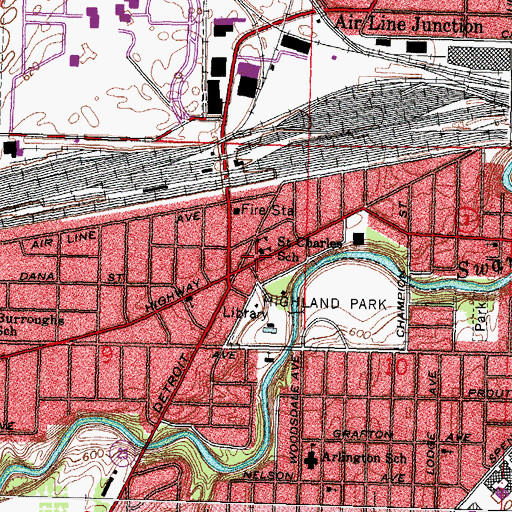 Topographic Map of Saint Charles Catholic Church, OH