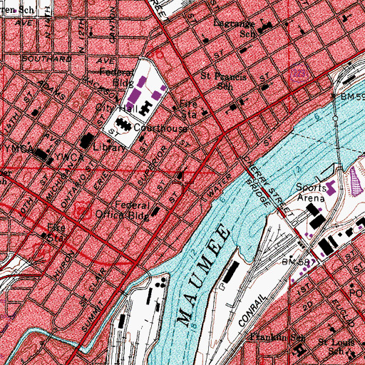 Topographic Map of Summit Center Shopping Center, OH