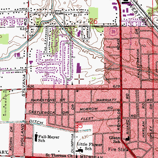 Topographic Map of Hawkins Elementary School, OH