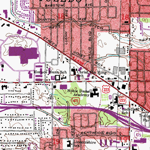 Topographic Map of Christ the King Catholic Church, OH
