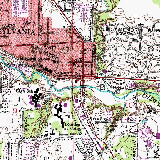 Topographic Map of Southbriar Shopping Center, OH