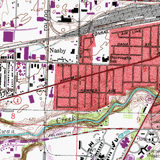 Topographic Map of Toledo Foursquare Chapel, OH