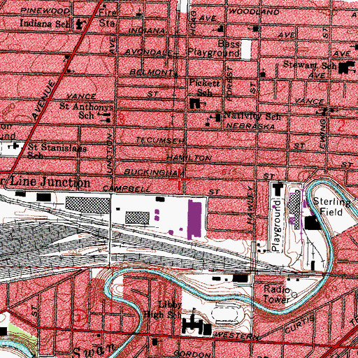 Topographic Map of Blessed Hope Baptist Temple, OH