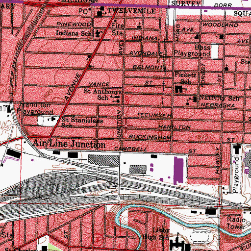 Topographic Map of Staine Martin Temple of Divine Science, OH