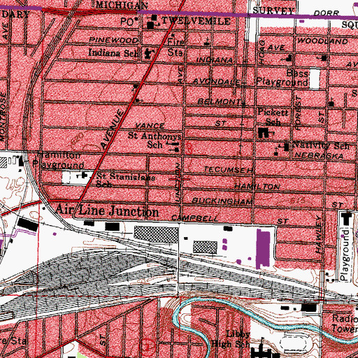 Topographic Map of Mount Moriah Missionary Baptist Church, OH
