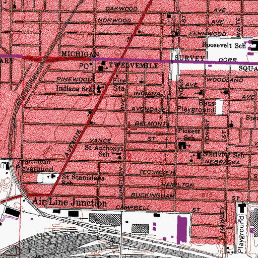Topographic Map of Beulah Baptist Church, OH