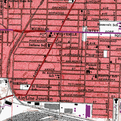 Topographic Map of Central Baptist Church, OH