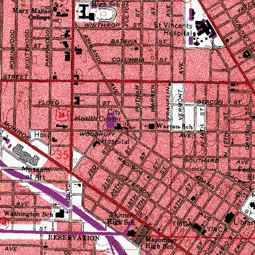 Topographic Map of Ashland Avenue Baptist Church, OH