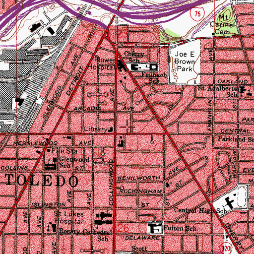 Topographic Map of Old West End Academy Elementary School, OH