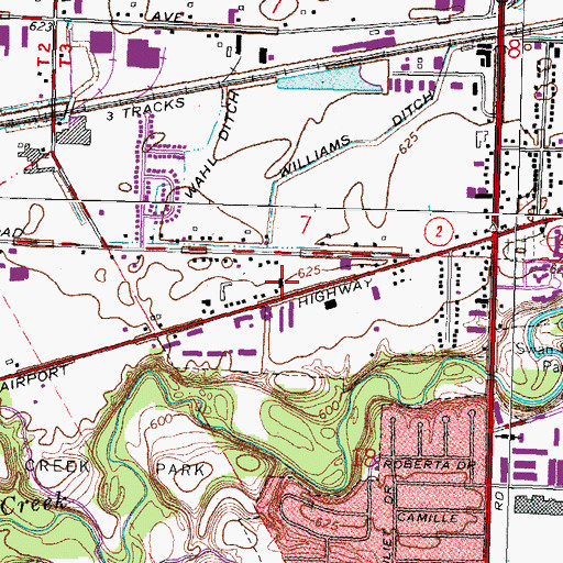 Topographic Map of Fourty four Plaza Shopping Center, OH