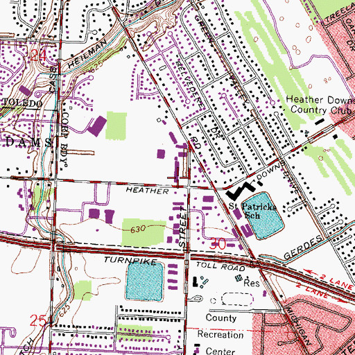 Topographic Map of Colonial Village Shopping Center, OH