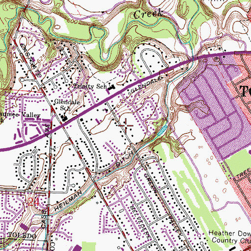 Topographic Map of Glendale Gardens Shopping Center, OH