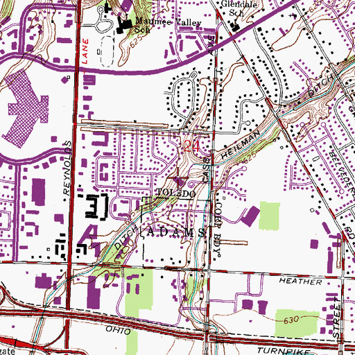 Topographic Map of Laurel Hill Swim and Tennis Club, OH