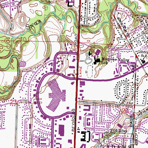 Topographic Map of Dimensions Plaza Shopping Center, OH