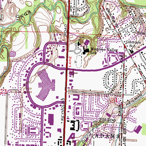 Topographic Map of Glendale Marketplace Shopping Center, OH