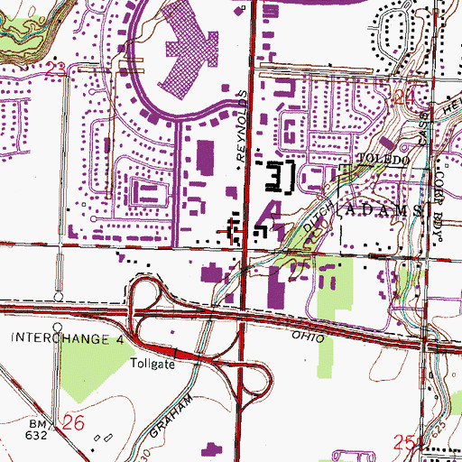 Topographic Map of Topps Shopping Center, OH