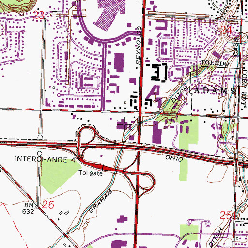 Topographic Map of Heatherdowns Plaza Shopping Center, OH
